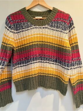 ee:some Multicolor Striped Crewneck Knit Sweater | Colorblock Cozy | Small